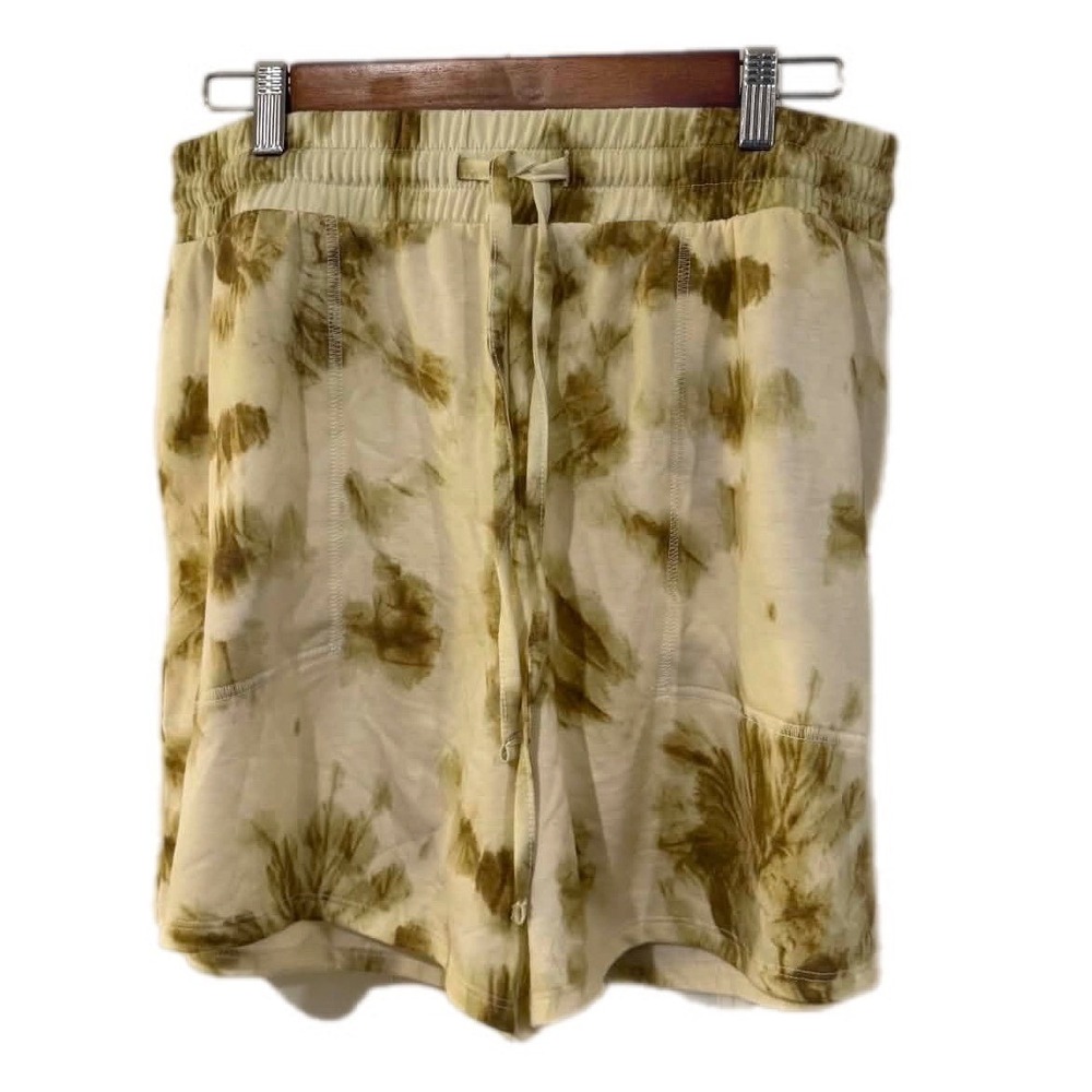 Zenana Tie Dye Lounge Shorts Women XL Olive Green Excellent Drawstring‎ Pockets